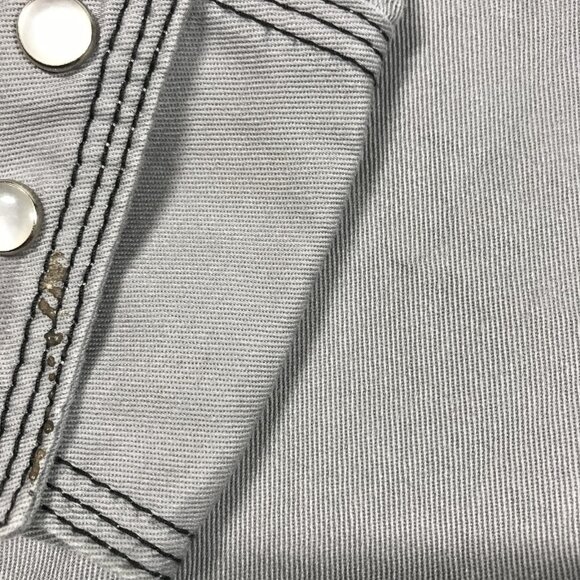 Western Welder Shirt Mens Small Gray Pearl Heavy Canvas Pearl Snap Triple Stitch - Picture 11 of 12